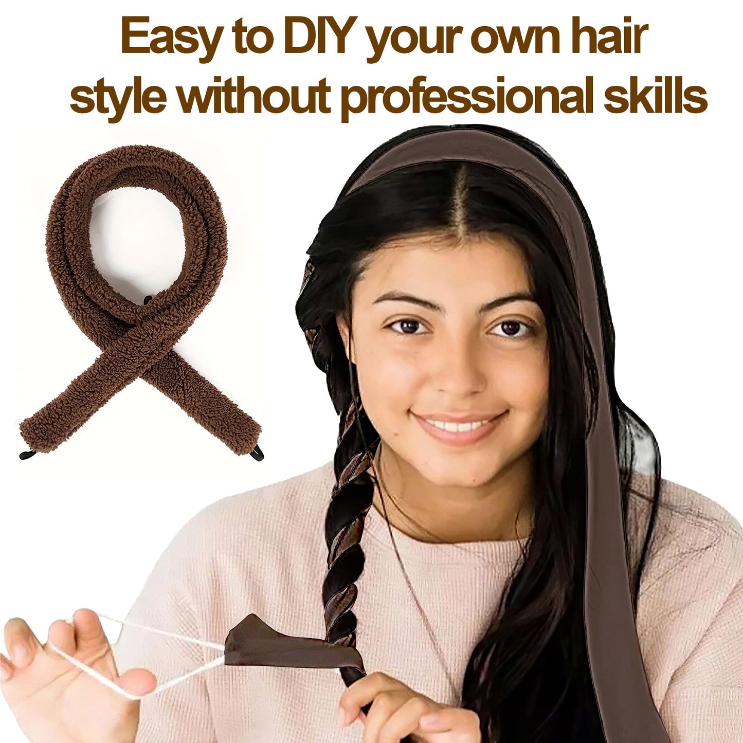 Satin heatless hair curler - Brown
