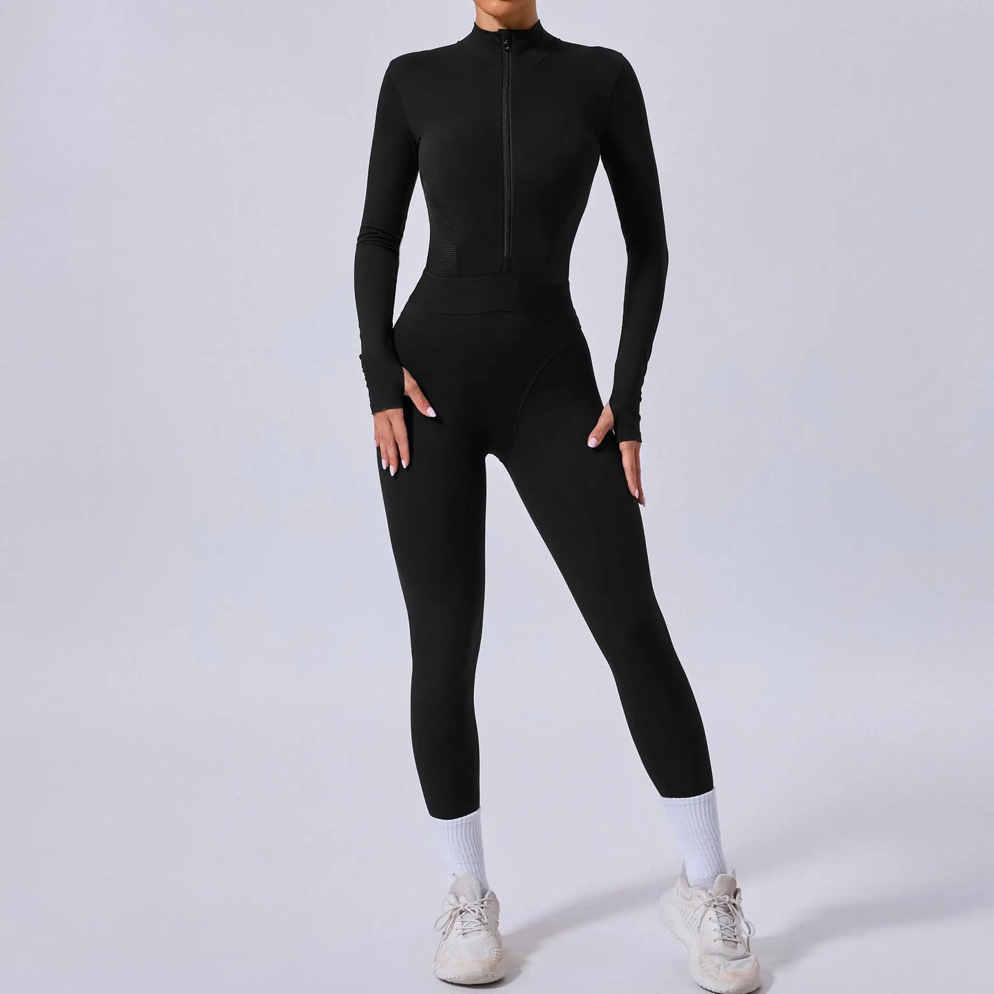 Half Zip Yoga Jumpsuit - MONLANE