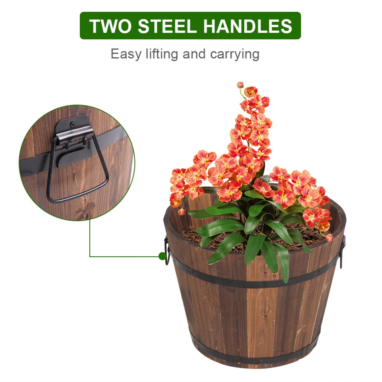 Outdoor Reinforced and Anticorrosive Wooden Pot Set
