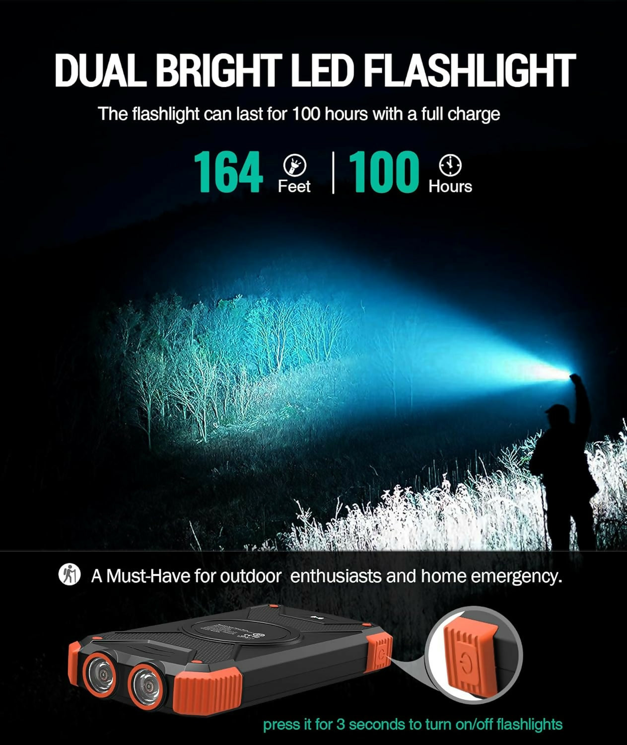 Solar Power Bank with Flashlight