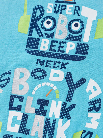 Children's Robot Short Sleeve Tee & Plaid Shorts Set