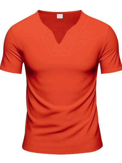 Men's Full Size V-Neck Short Sleeve T-Shirt and Shorts Set Plus Size