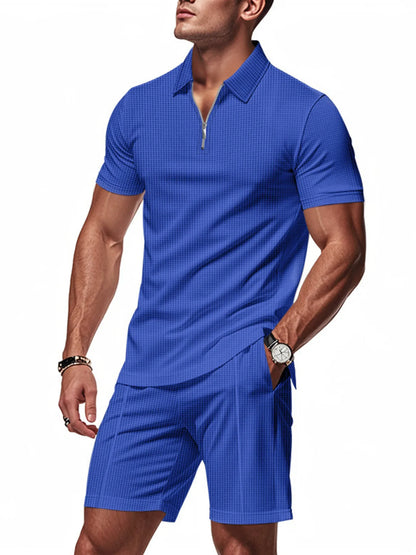 Men's Quarter Zip Short Sleeve Top and Shorts Set
