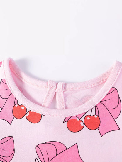Children's Cherry Bowknot Print Dress