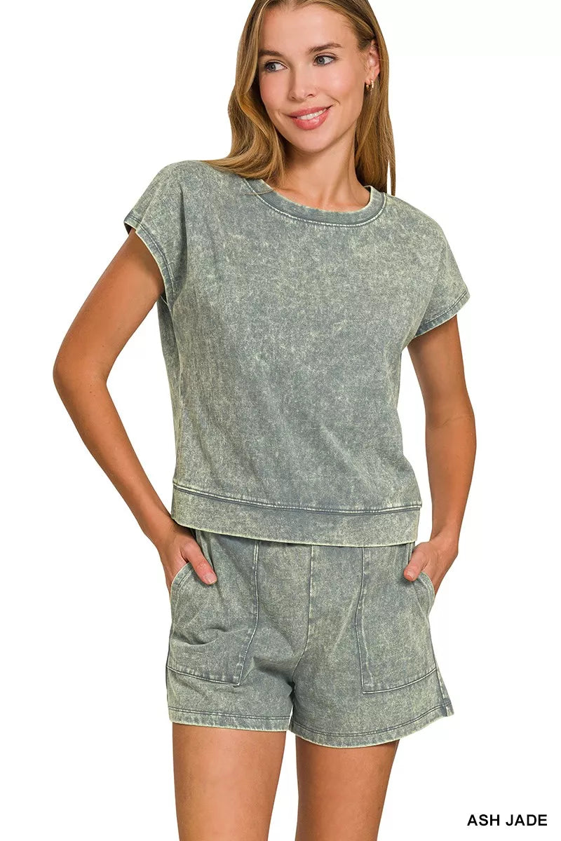 Premium Cotton Washed Sleeveless Top & Shorts Set