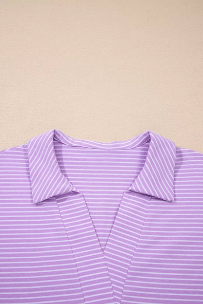 Stripe Polo Shirt and Drawstring Shorts Set