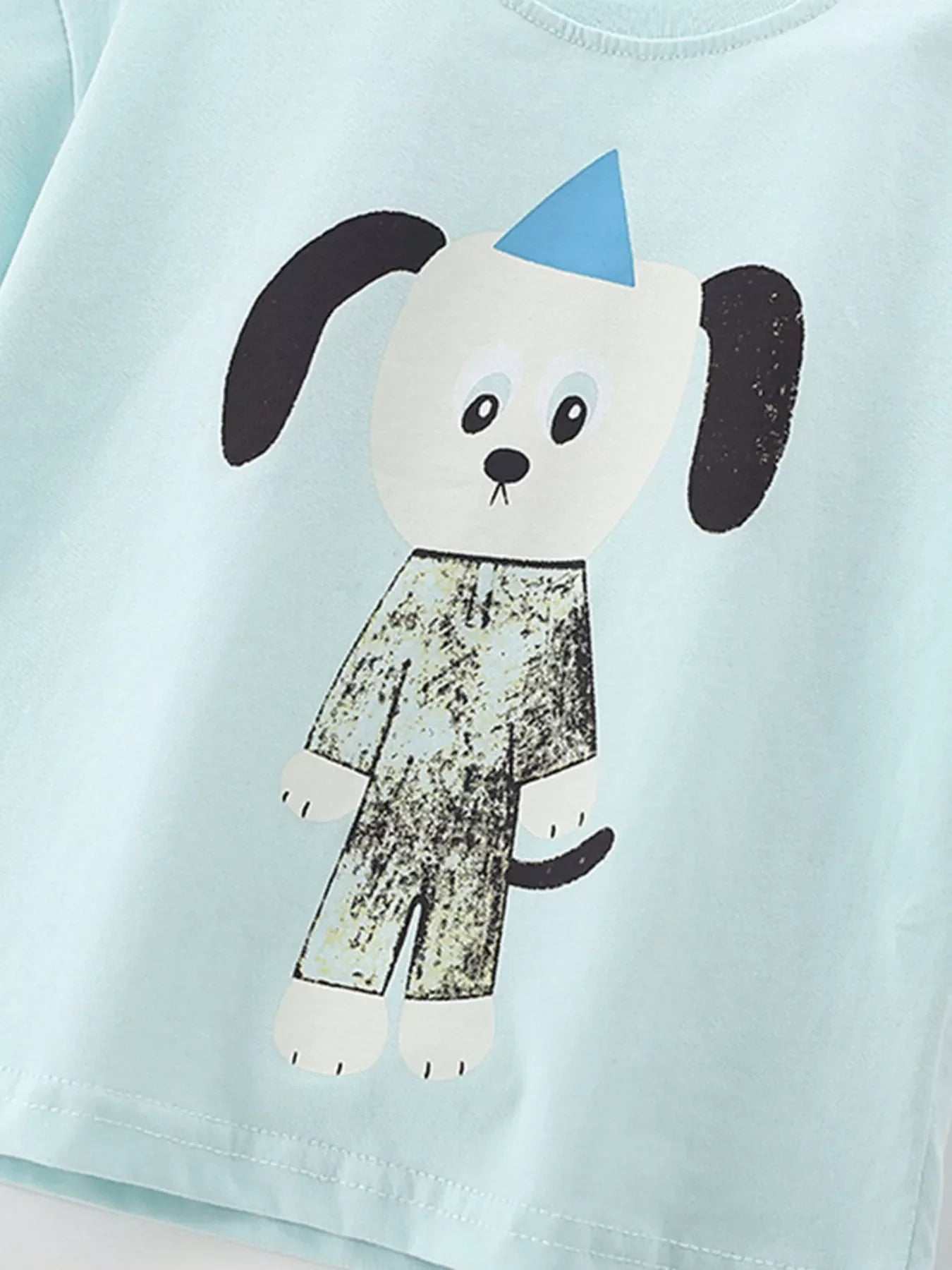 Children's Cute Cartoon Dog Graphic Short Sleeve T-Shirt