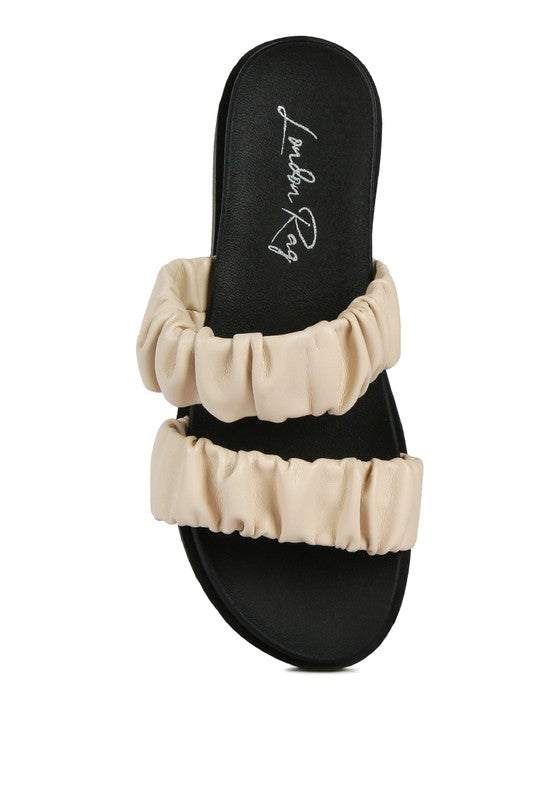 RUCHED STRAP PLATFORM SANDALS