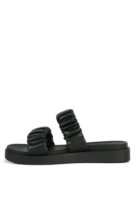RUCHED STRAP PLATFORM SANDALS