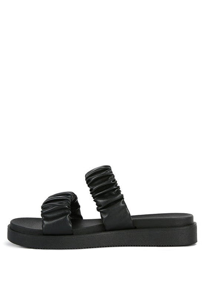 RUCHED STRAP PLATFORM SANDALS
