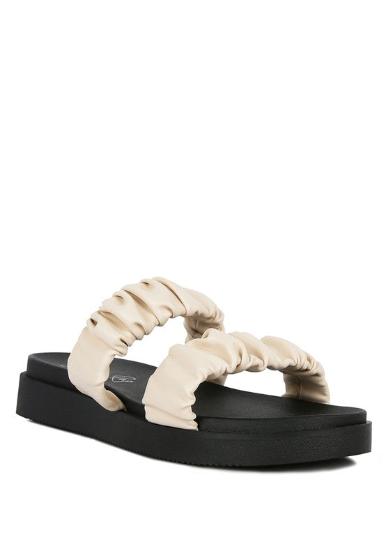RUCHED STRAP PLATFORM SANDALS