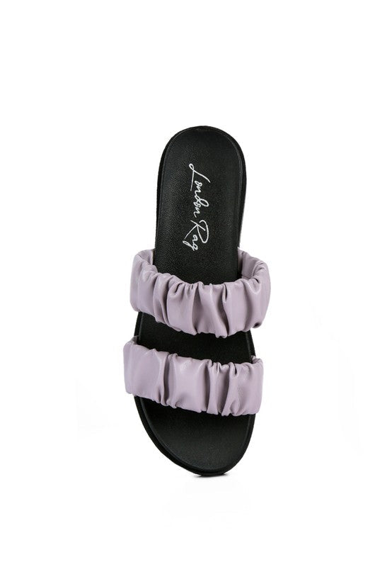 RUCHED STRAP PLATFORM SANDALS
