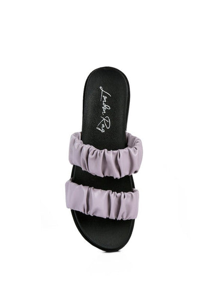 RUCHED STRAP PLATFORM SANDALS