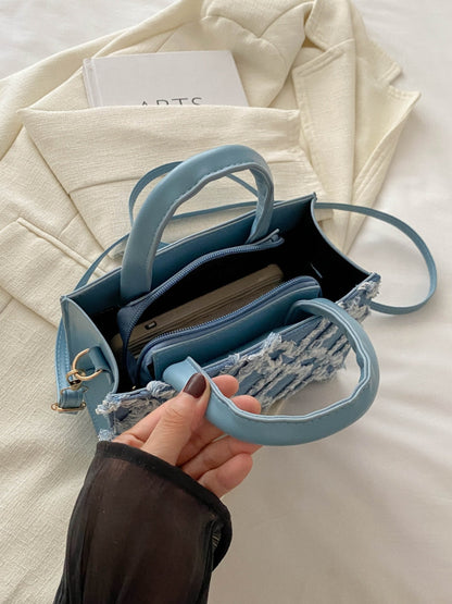 Raw Hem Denim Handbag - MONLANE
