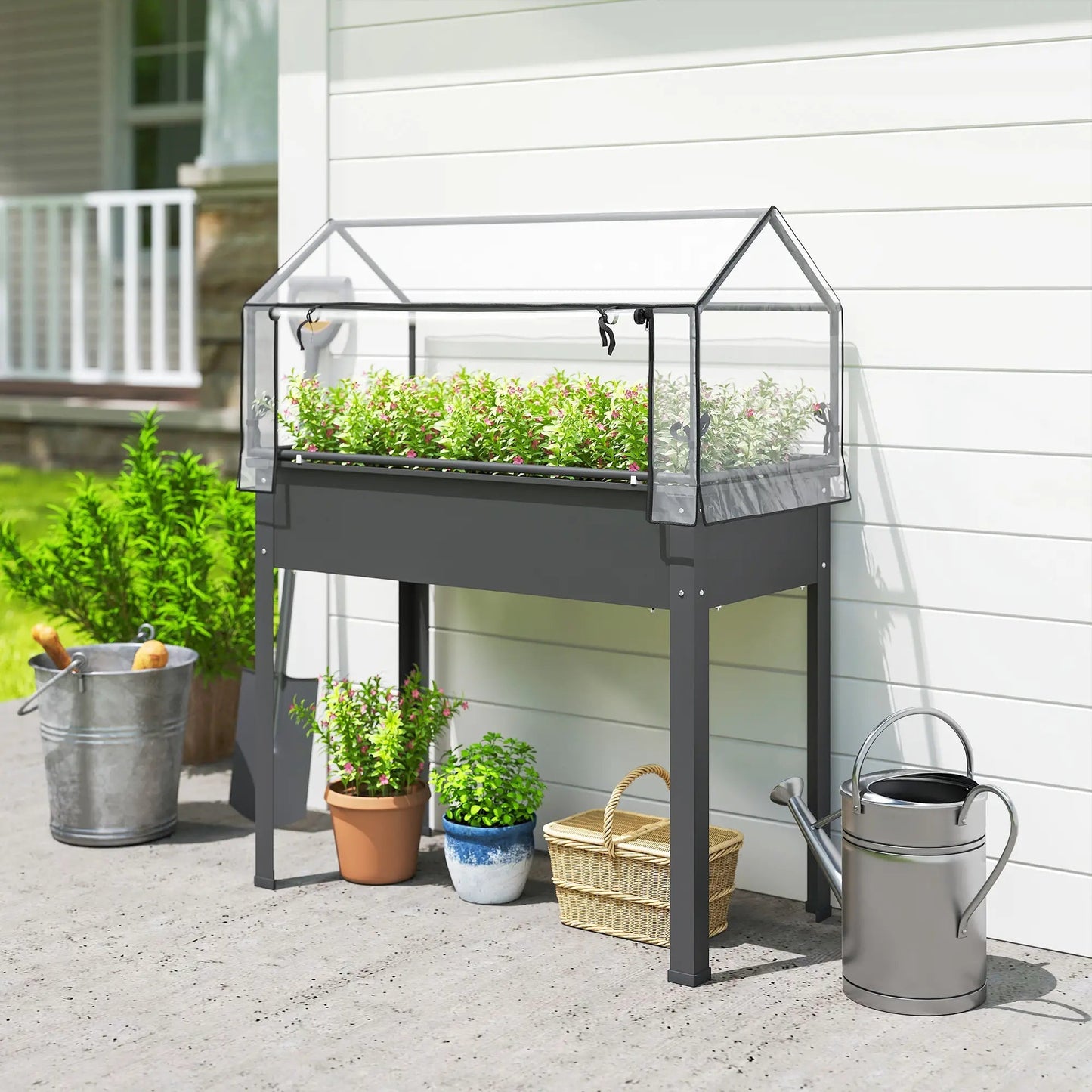 Garden Bed with Mini Greenhouse
