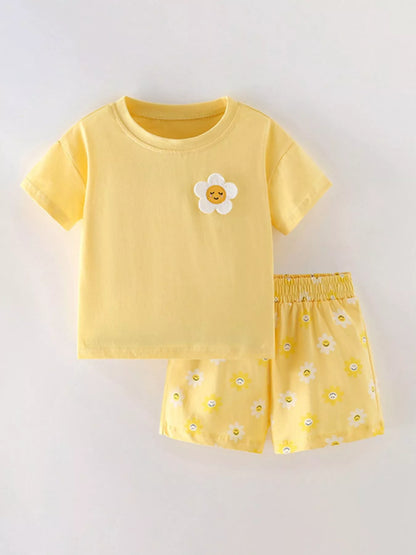 Children's Sunny Daisy T-Shirt and Shorts Set