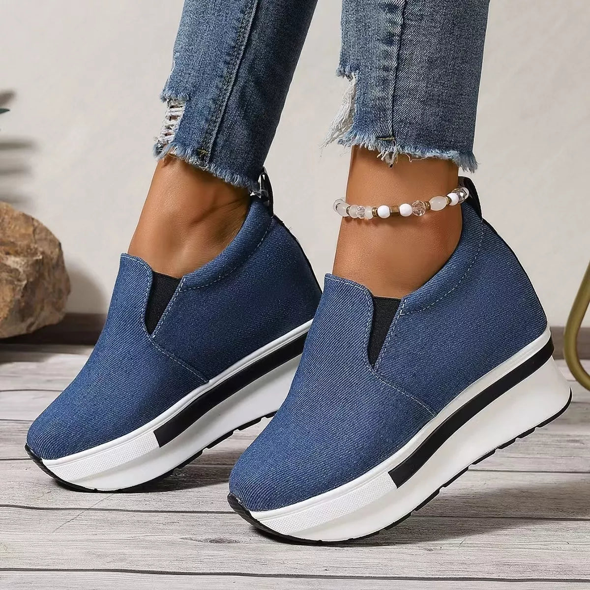 Round Toe Platform Slip-Ons
