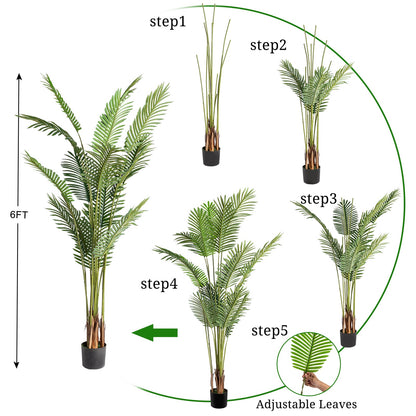 FCH 6FT Green Plastic 16 Leaf Palm Tree Simulation Tree