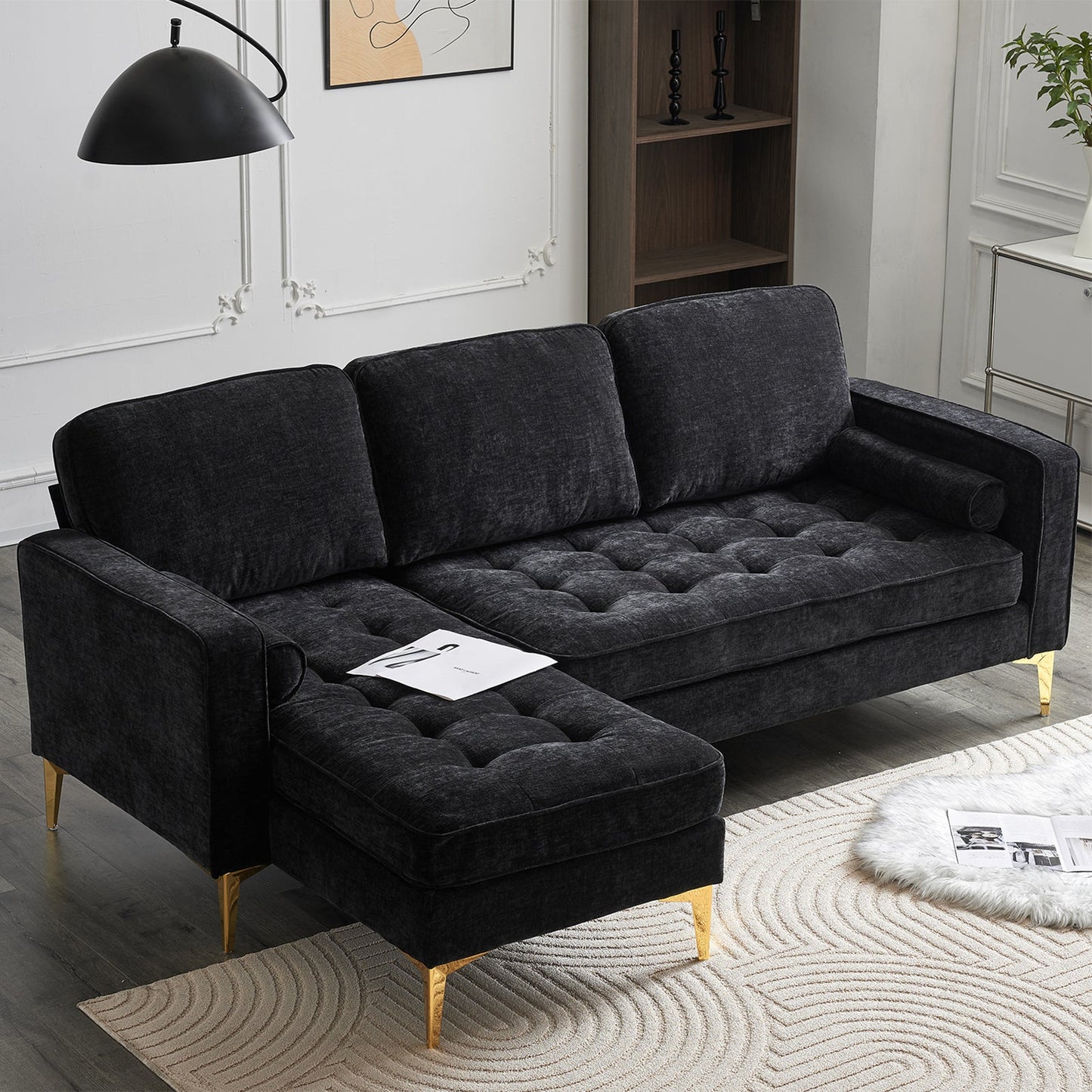 3-Seater With Footstool Chenille Rhombus
