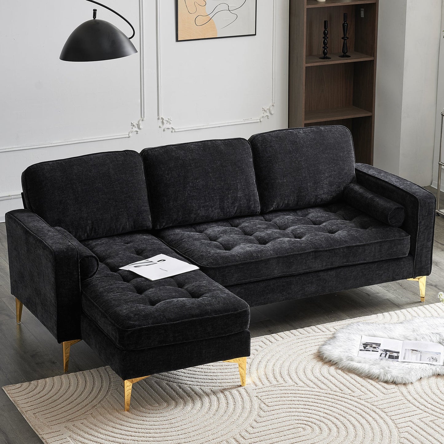 3-Seater With Footstool Chenille Rhombus