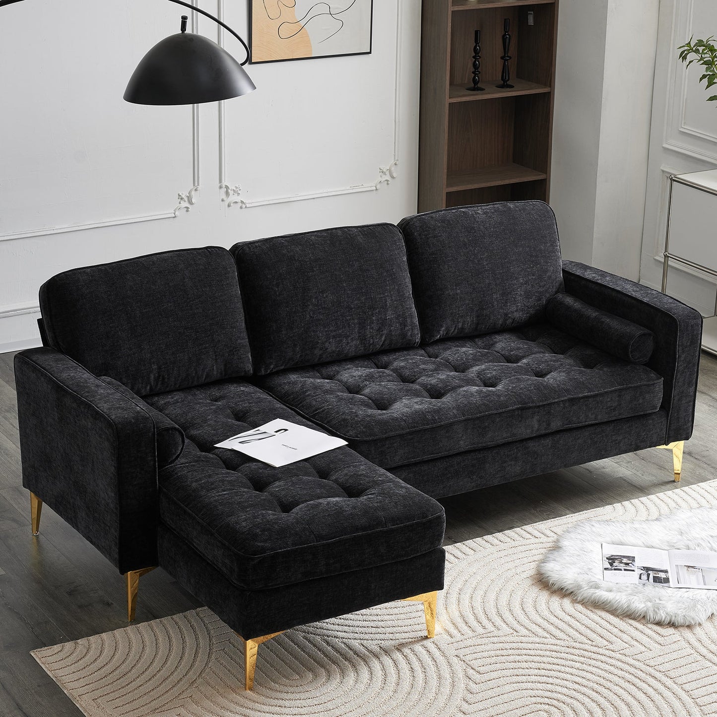 3-Seater With Footstool Chenille Rhombus