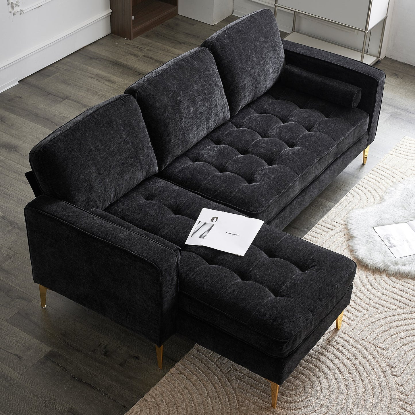 3-Seater With Footstool Chenille Rhombus