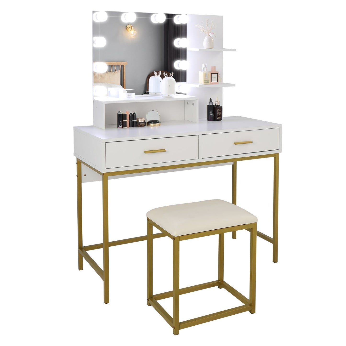 Large Vanity Set with 10 LED Bulbs