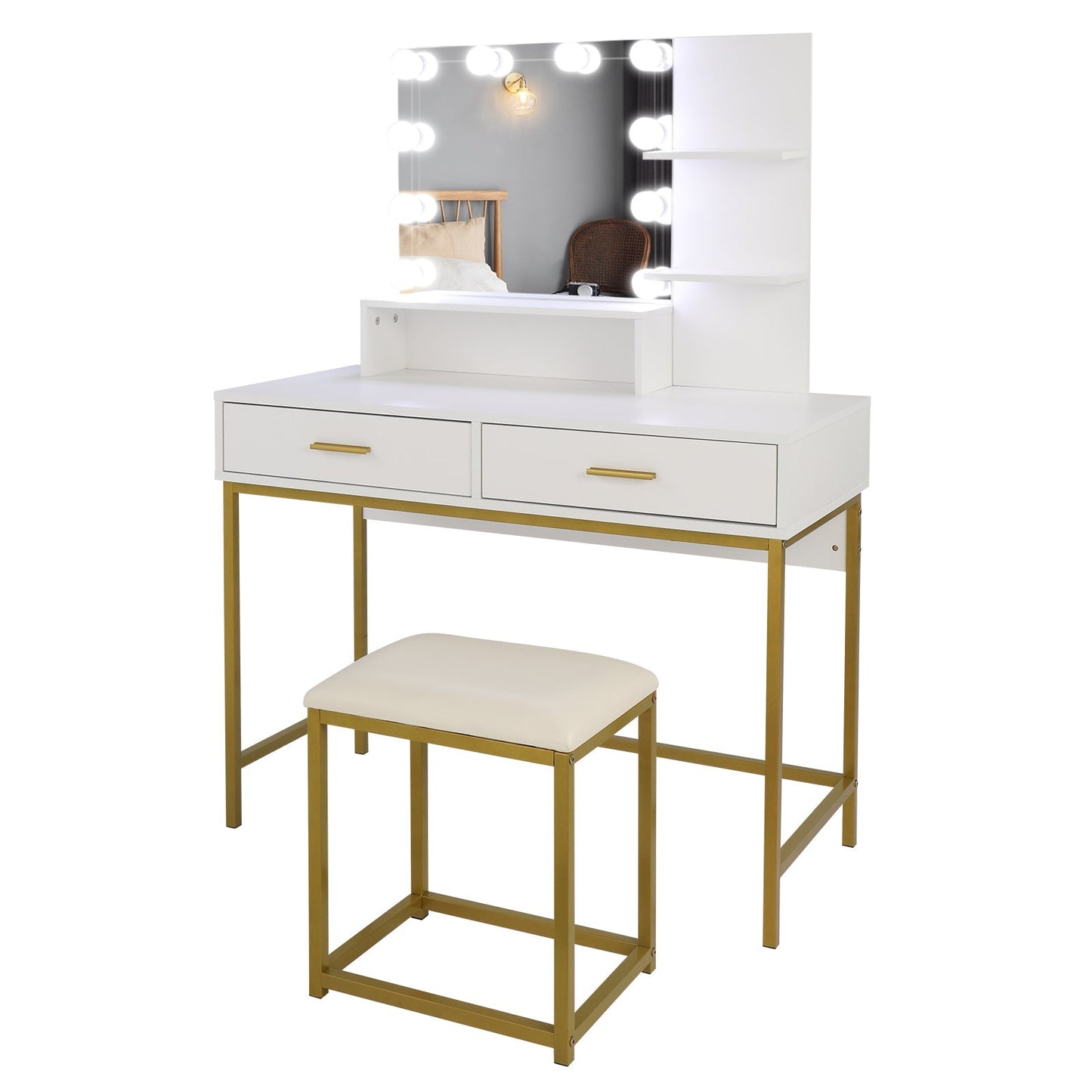 Large Vanity Set with 10 LED Bulbs