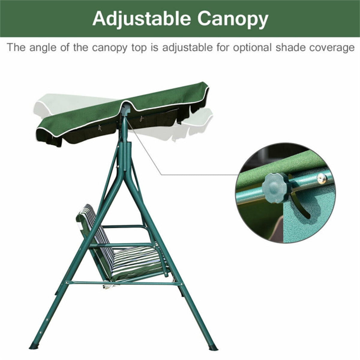 2-Seat Outdoor Swing Chair with awning