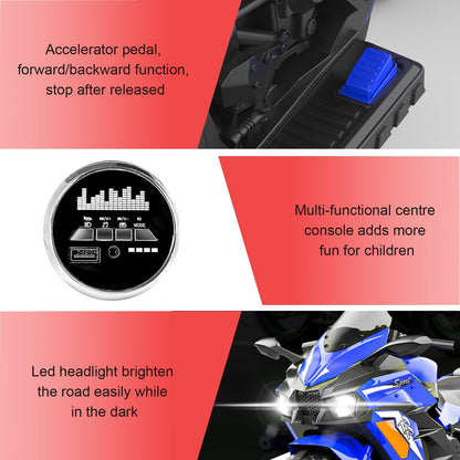 Kids Blue Bluetooth Ride On Motorcycle - MONLANE