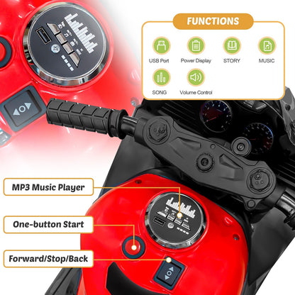 Kids Red Bluetooth Ride On Motorcycle - MONLANE