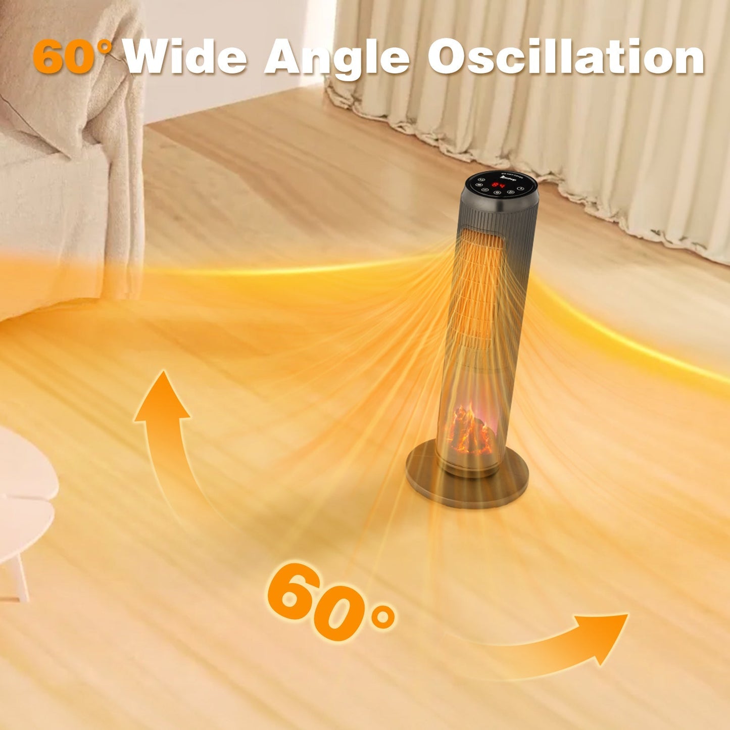 Tower Space Heater with 3D Flame