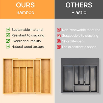 Expandable Bamboo Kitchen Drawer Organizer