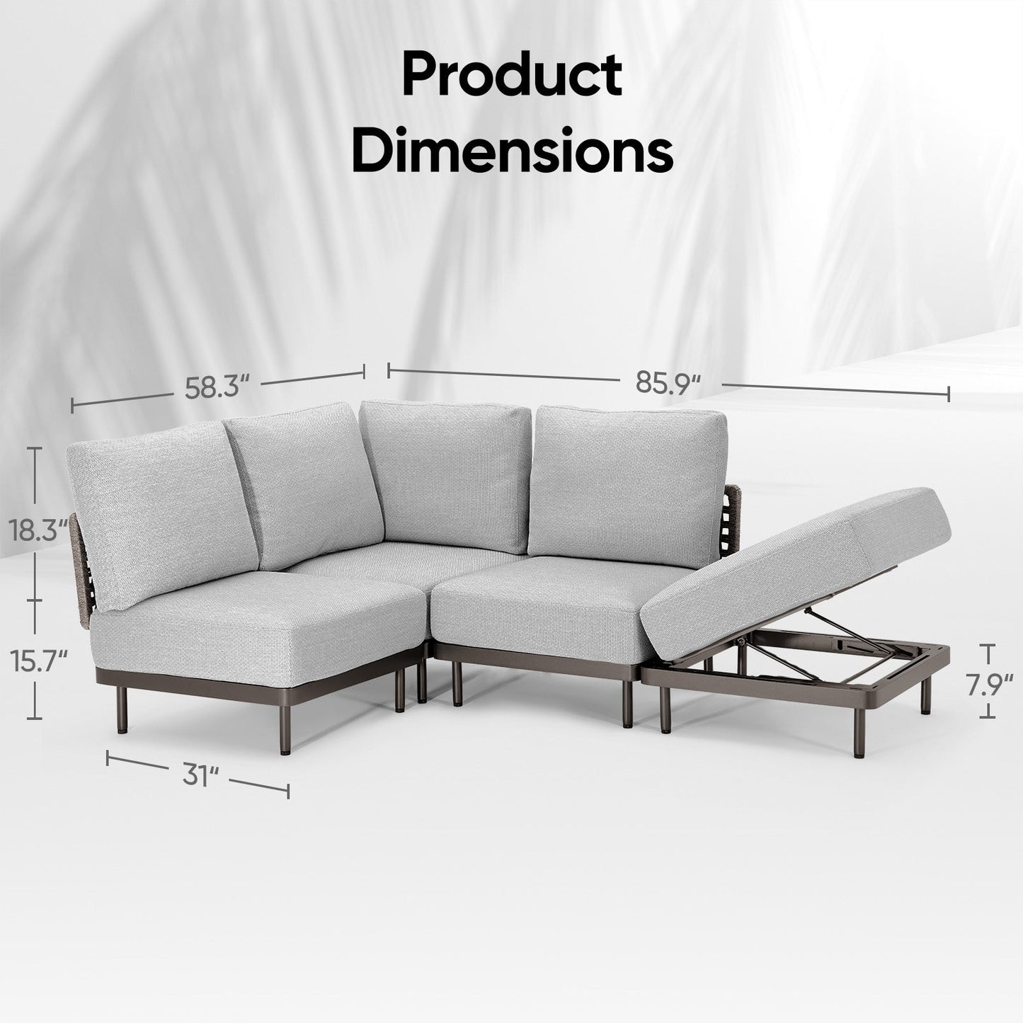 Patio Sofa With Adjustable Recliner