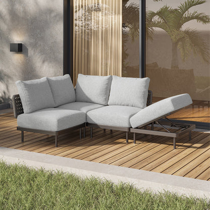 Patio Sofa With Adjustable Recliner