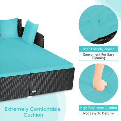 Turquoise Outdoor Rattan Daybed