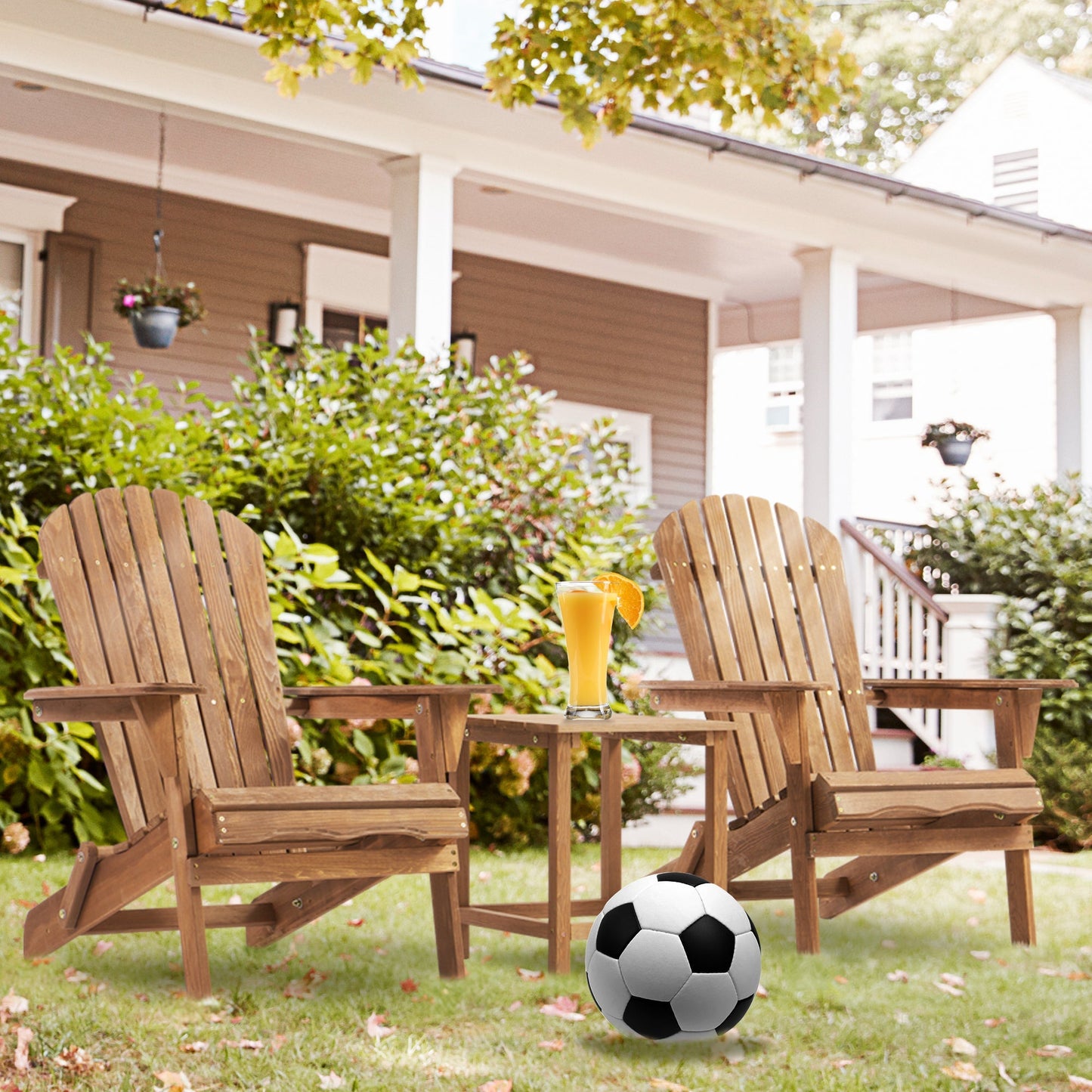 Wooden Outdoor Folding Adirondack Chair Set