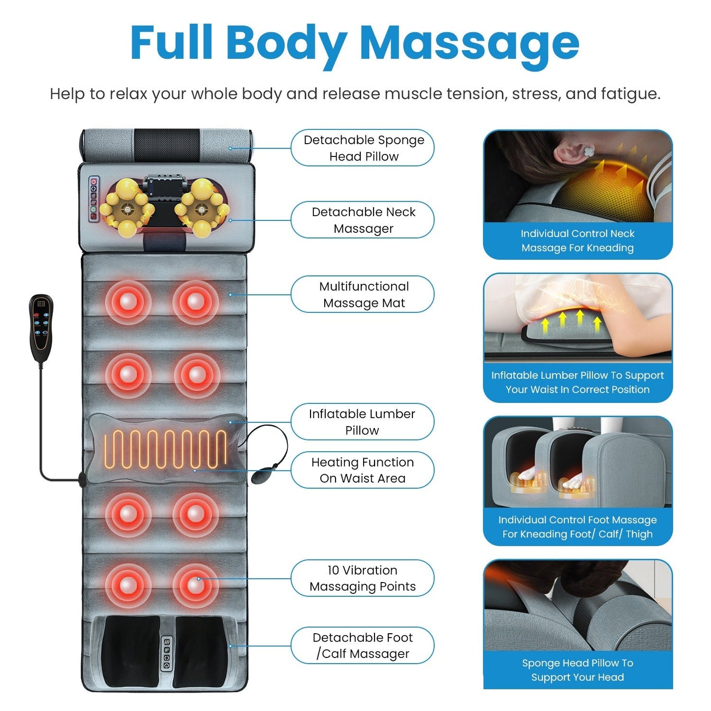 Full Body Electric Massage Mat with Heat - MONLANE