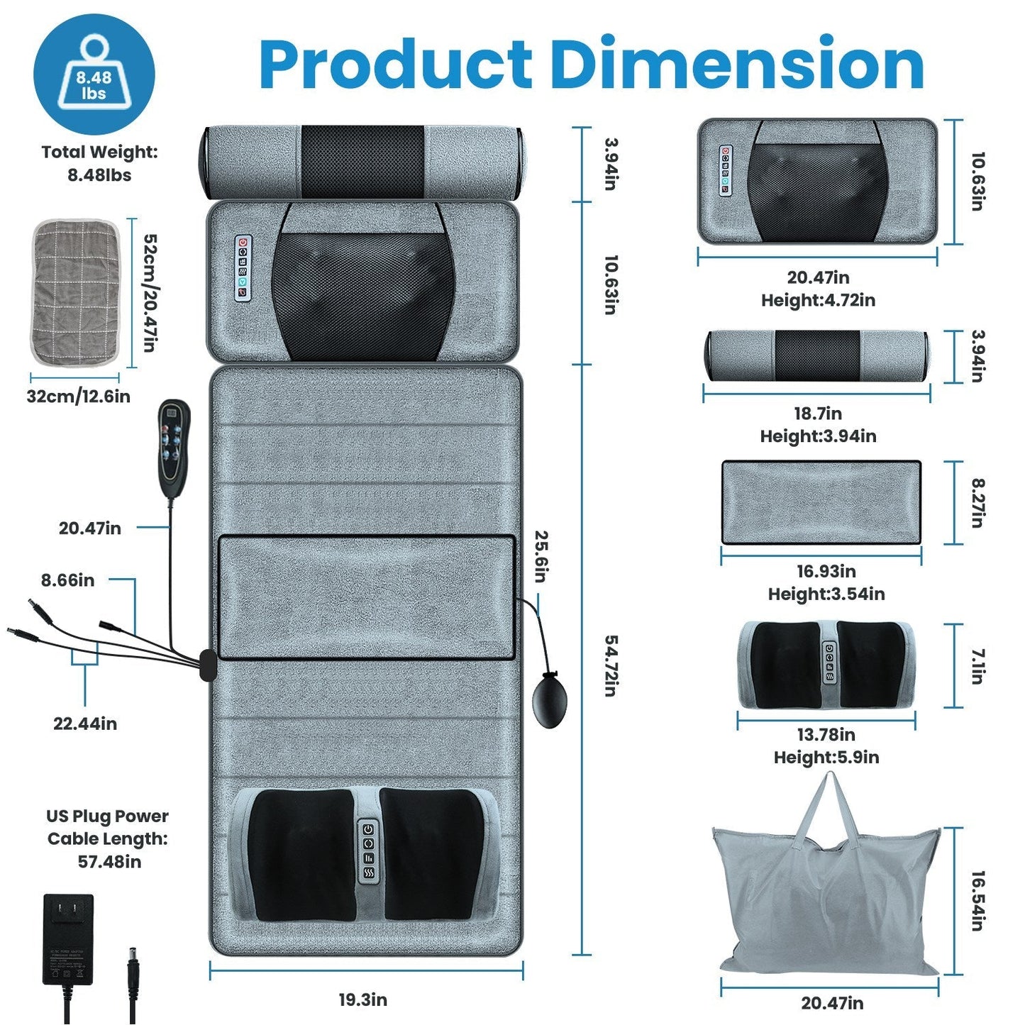 Full Body Electric Massage Mat with Heat - MONLANE