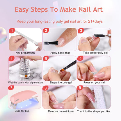 6 PCS Poly Gel Nail Kit with UV Lamp - MONLANE