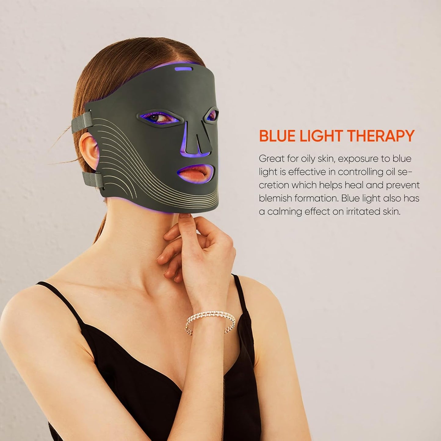 Cordless LED Face Mask for Wrinkle & Acne- Black - MONLANE