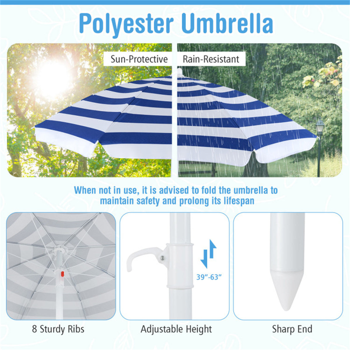 Kids Outdoor Picnic Table With Umbrella -White