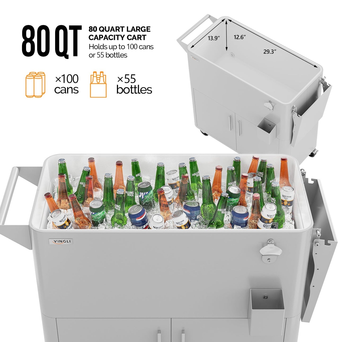 80QT COOLER CART