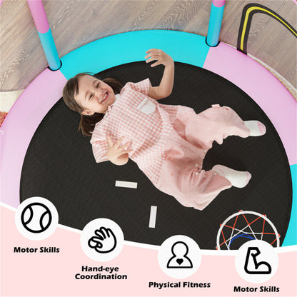 3-in-1 Kids Trampoline 60" with Basketball Hoop & Dartboard
