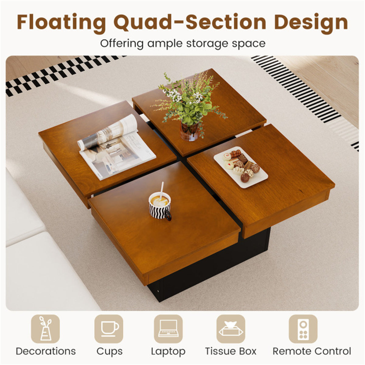 Modern Square Floating Coffee Table
