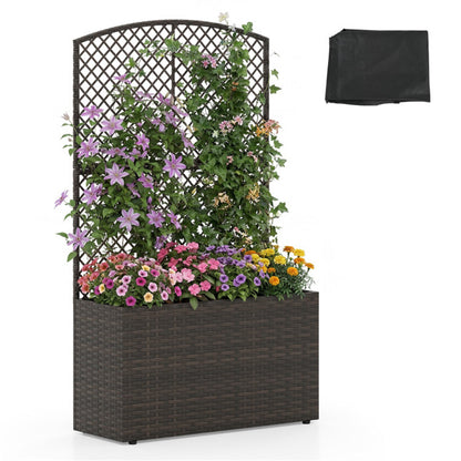 49" Brown PE Rattan Raised Garden Bed