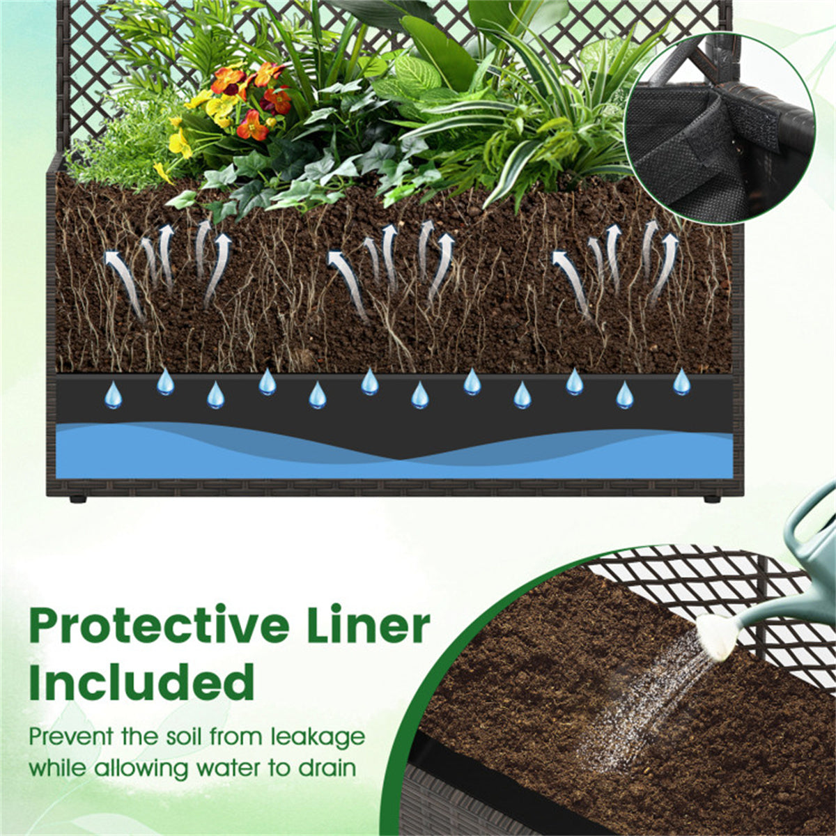49" Brown PE Rattan Raised Garden Bed