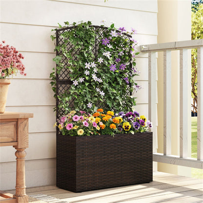 49" Brown PE Rattan Raised Garden Bed