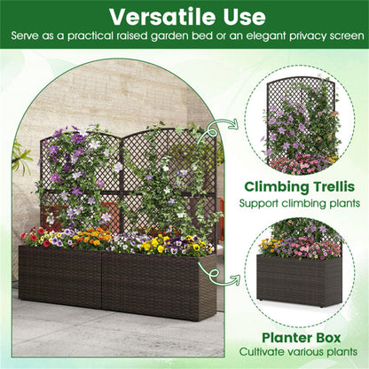 49" Brown PE Rattan Raised Garden Bed