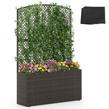 58" Brown PE Rattan Raised Garden Bed